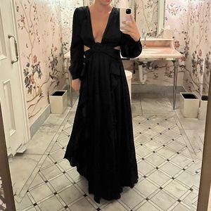 Long sleeve maxi satin dress